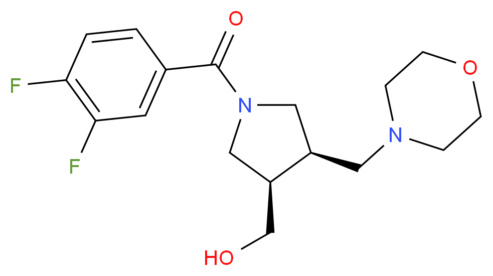 [(3R*,4R*)-1-(3,4-difluorobenzoyl)-4-(morpholin-4-ylmethyl)pyrrolidin-3-yl]methanol_分子结构_CAS_)