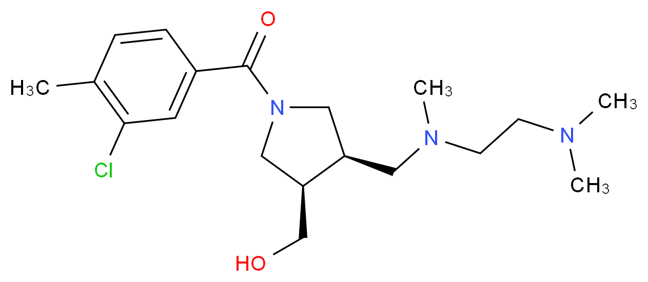 ((3R*,4R*)-1-(3-chloro-4-methylbenzoyl)-4-{[[2-(dimethylamino)ethyl](methyl)amino]methyl}pyrrolidin-3-yl)methanol_分子结构_CAS_)