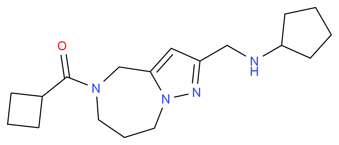 N-{[5-(cyclobutylcarbonyl)-5,6,7,8-tetrahydro-4H-pyrazolo[1,5-a][1,4]diazepin-2-yl]methyl}cyclopentanamine_分子结构_CAS_)