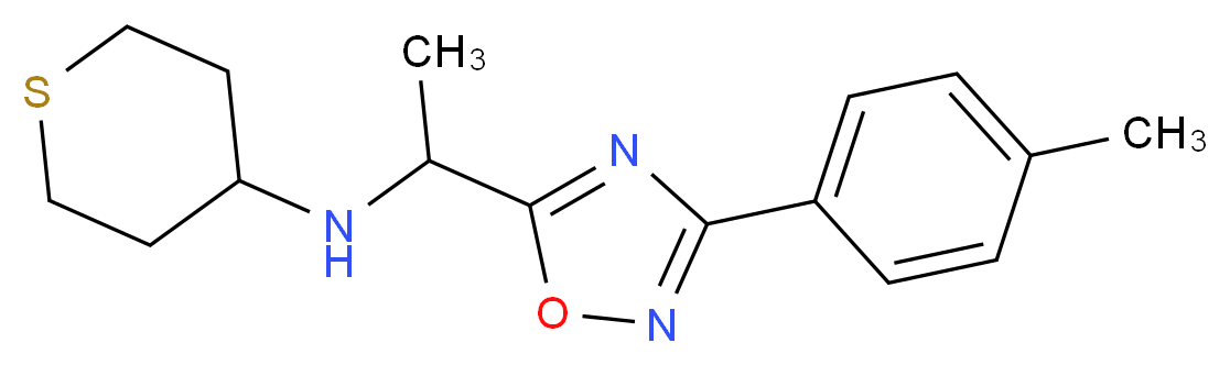 N-{1-[3-(4-methylphenyl)-1,2,4-oxadiazol-5-yl]ethyl}tetrahydro-2H-thiopyran-4-amine_分子结构_CAS_)