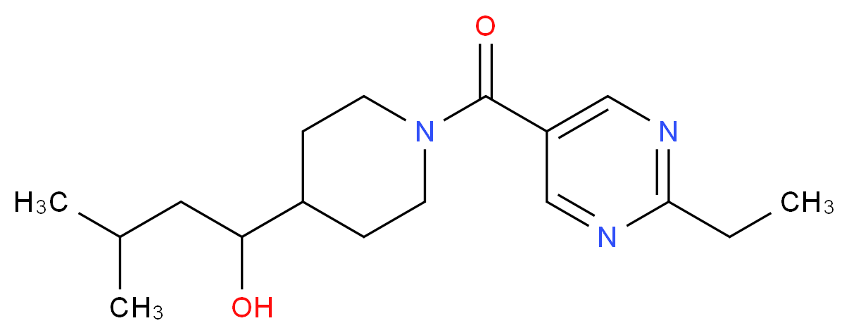 1-{1-[(2-ethyl-5-pyrimidinyl)carbonyl]-4-piperidinyl}-3-methyl-1-butanol_分子结构_CAS_)