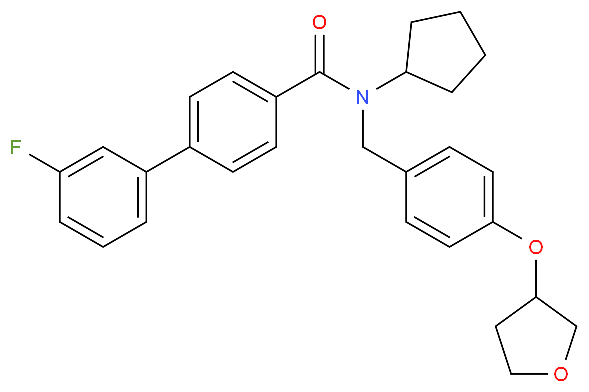 N-cyclopentyl-3'-fluoro-N-[4-(tetrahydro-3-furanyloxy)benzyl]-4-biphenylcarboxamide_分子结构_CAS_)
