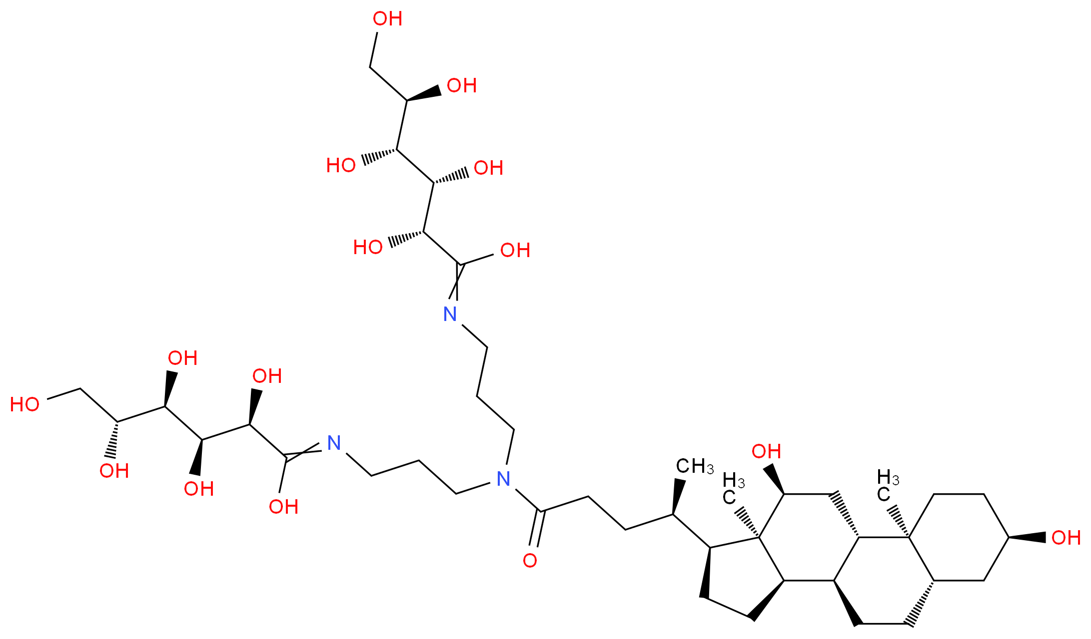 (2R,3S,4R,5R)-N-{3-[(4R)-4-[(1S,2S,5R,7S,10R,11R,14S,15R,16S)-5,16-dihydroxy-2,15-dimethyltetracyclo[8.7.0.0?,?.0??,??]heptadecan-14-yl]-N-(3-{[(2R,3S,4R,5R)-1,2,3,4,5,6-hexahydroxyhexylidene]amino}propyl)pentanamido]propyl}-2,3,4,5,6-pentahydroxyhexanimidic acid_分子结构_CAS_86303-23-3