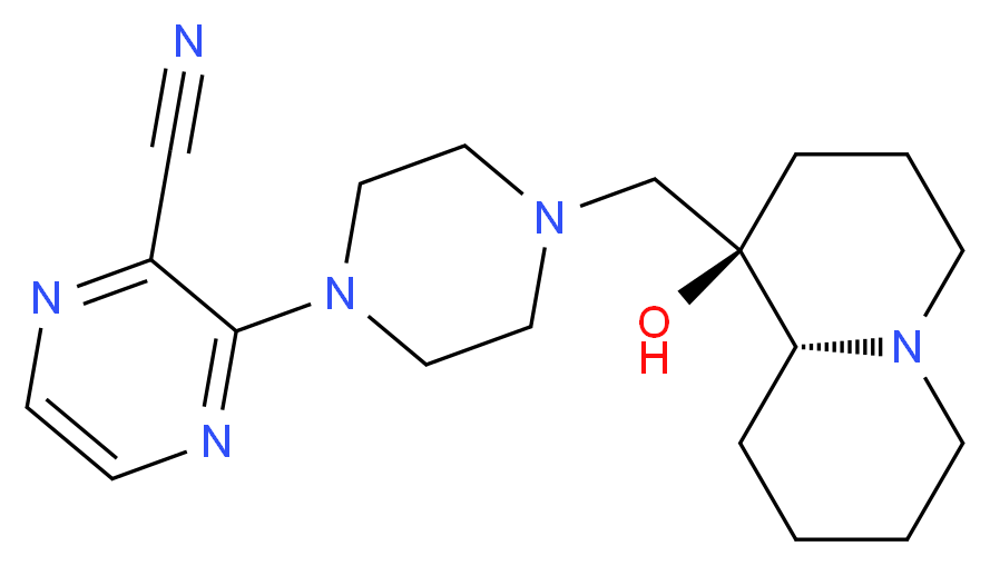 3-(4-{[(1R,9aR)-1-hydroxyoctahydro-2H-quinolizin-1-yl]methyl}piperazin-1-yl)pyrazine-2-carbonitrile_分子结构_CAS_)