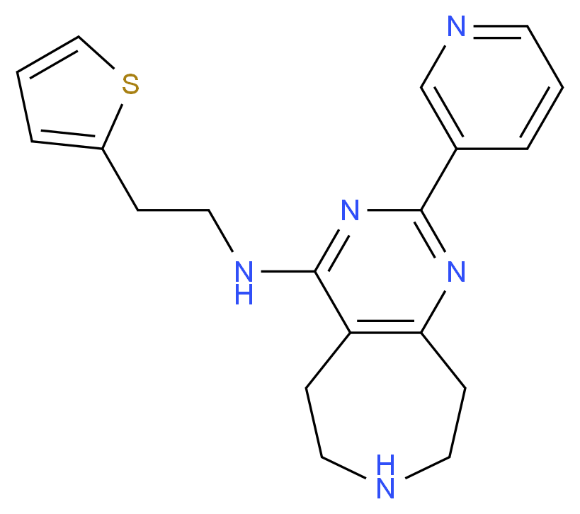 2-pyridin-3-yl-N-[2-(2-thienyl)ethyl]-6,7,8,9-tetrahydro-5H-pyrimido[4,5-d]azepin-4-amine_分子结构_CAS_)