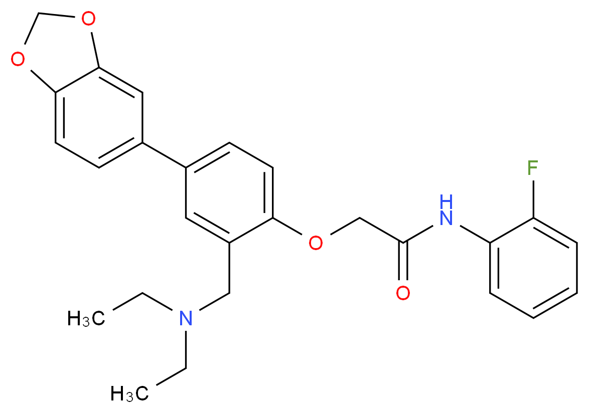 2-{4-(1,3-benzodioxol-5-yl)-2-[(diethylamino)methyl]phenoxy}-N-(2-fluorophenyl)acetamide_分子结构_CAS_)