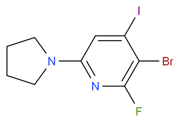 3-Bromo-2-fluoro-4-iodo-6-(pyrrolidin-1-yl)-pyridine_分子结构_CAS_)