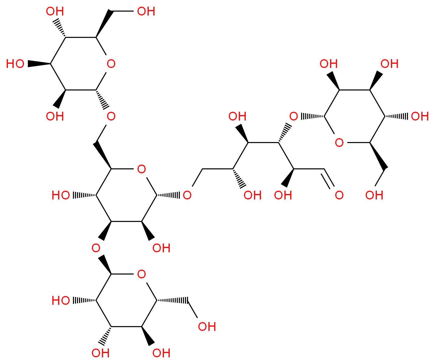 (2S,3S,4R,5R)-6-{[(2S,3S,4S,5R,6R)-3,5-dihydroxy-4-{[(2R,3S,4S,5S,6R)-3,4,5-trihydroxy-6-(hydroxymethyl)oxan-2-yl]oxy}-6-({[(2S,3S,4S,5S,6R)-3,4,5-trihydroxy-6-(hydroxymethyl)oxan-2-yl]oxy}methyl)oxan-2-yl]oxy}-2,4,5-trihydroxy-3-{[(2R,3S,4S,5S,6R)-3,4,5-trihydroxy-6-(hydroxymethyl)oxan-2-yl]oxy}hexanal_分子结构_CAS_112828-69-0