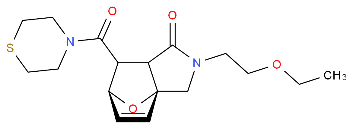 (3aR*,6S*)-2-(2-ethoxyethyl)-7-(thiomorpholin-4-ylcarbonyl)-2,3,7,7a-tetrahydro-3a,6-epoxyisoindol-1(6H)-one_分子结构_CAS_)