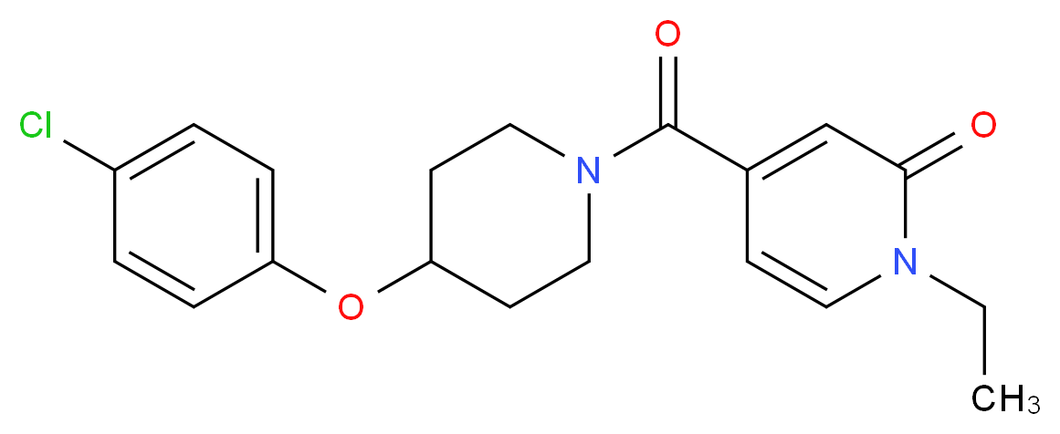 4-{[4-(4-chlorophenoxy)-1-piperidinyl]carbonyl}-1-ethyl-2(1H)-pyridinone_分子结构_CAS_)
