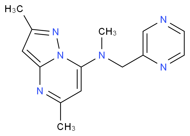 N,2,5-trimethyl-N-(2-pyrazinylmethyl)pyrazolo[1,5-a]pyrimidin-7-amine_分子结构_CAS_)
