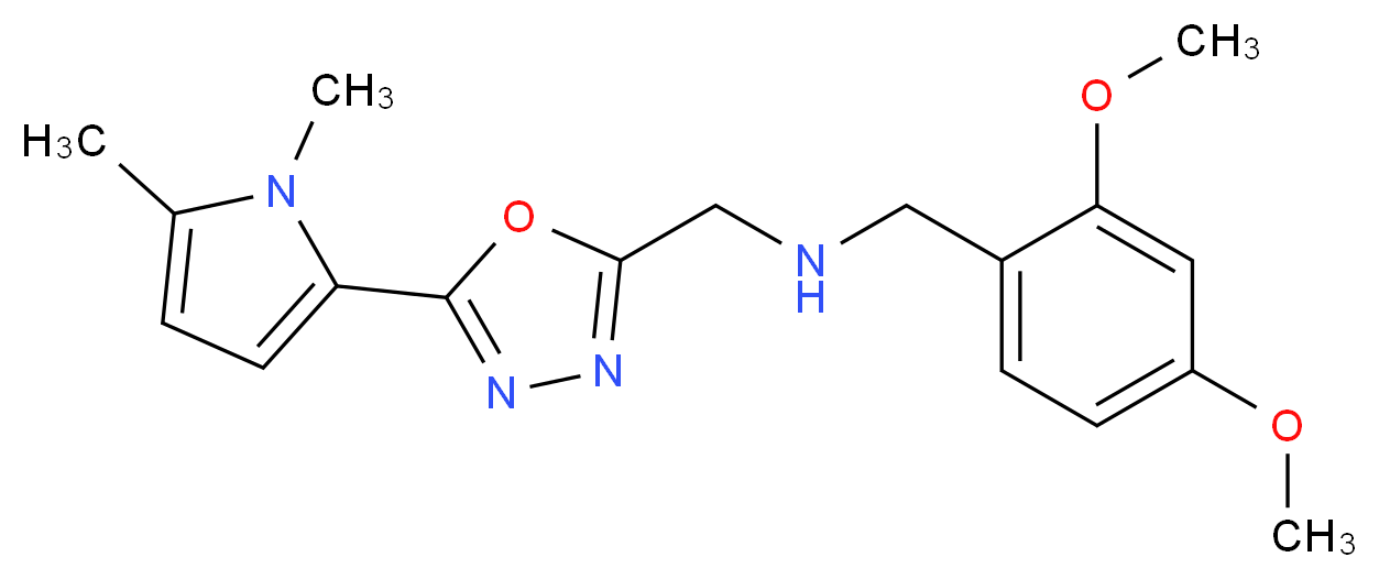 (2,4-dimethoxybenzyl){[5-(1,5-dimethyl-1H-pyrrol-2-yl)-1,3,4-oxadiazol-2-yl]methyl}amine_分子结构_CAS_)