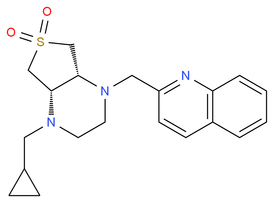 2-{[(4aS*,7aR*)-4-(cyclopropylmethyl)-6,6-dioxidohexahydrothieno[3,4-b]pyrazin-1(2H)-yl]methyl}quinoline_分子结构_CAS_)