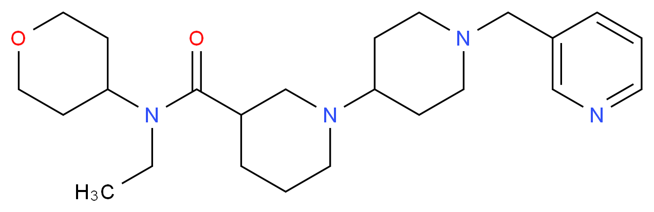 N-ethyl-1'-(pyridin-3-ylmethyl)-N-(tetrahydro-2H-pyran-4-yl)-1,4'-bipiperidine-3-carboxamide_分子结构_CAS_)