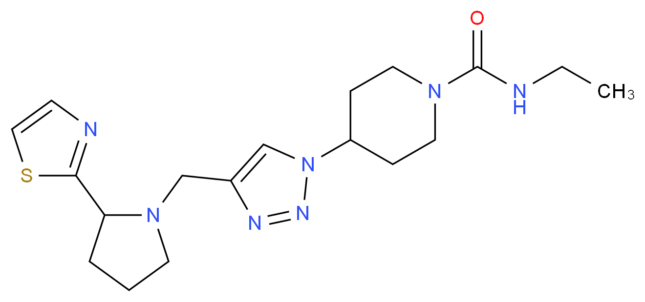 N-ethyl-4-(4-{[2-(1,3-thiazol-2-yl)pyrrolidin-1-yl]methyl}-1H-1,2,3-triazol-1-yl)piperidine-1-carboxamide_分子结构_CAS_)