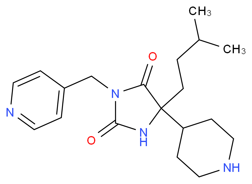 5-(3-methylbutyl)-5-piperidin-4-yl-3-(pyridin-4-ylmethyl)imidazolidine-2,4-dione_分子结构_CAS_)