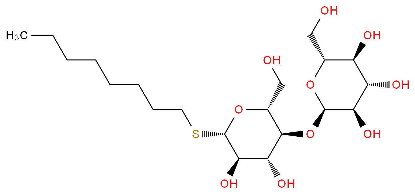 (2R,3R,4S,5S,6R)-2-{[(2R,3S,4R,5R,6S)-4,5-dihydroxy-2-(hydroxymethyl)-6-(octylsulfanyl)oxan-3-yl]oxy}-6-(hydroxymethyl)oxane-3,4,5-triol_分子结构_CAS_148616-91-5