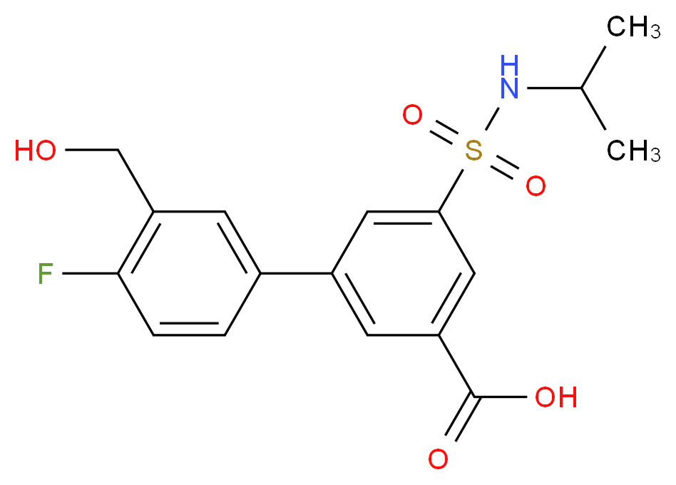 4'-fluoro-3'-(hydroxymethyl)-5-[(isopropylamino)sulfonyl]biphenyl-3-carboxylic acid_分子结构_CAS_)