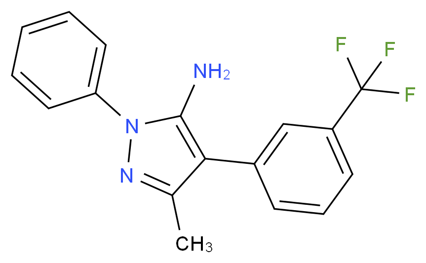 3-Methyl-1-phenyl-4-[3-(trifluoromethyl)phenyl]-1H-pyrazol-5-amine_分子结构_CAS_)