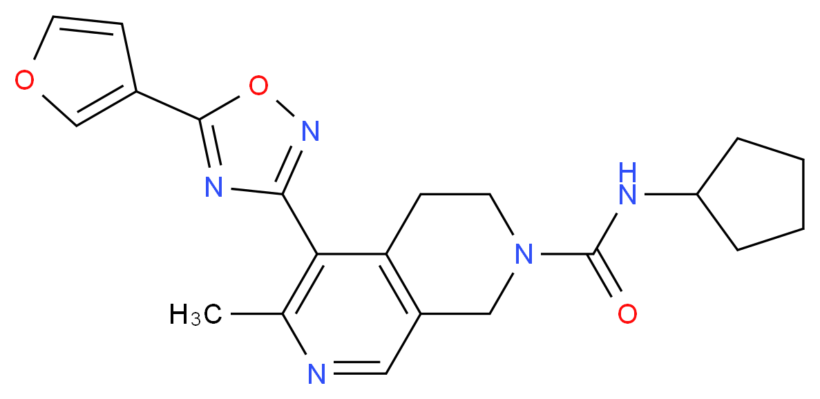 N-cyclopentyl-5-[5-(3-furyl)-1,2,4-oxadiazol-3-yl]-6-methyl-3,4-dihydro-2,7-naphthyridine-2(1H)-carboxamide_分子结构_CAS_)