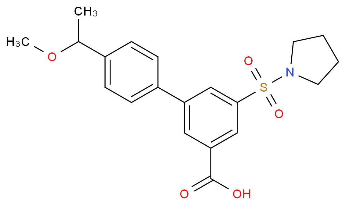 4'-(1-methoxyethyl)-5-(pyrrolidin-1-ylsulfonyl)biphenyl-3-carboxylic acid_分子结构_CAS_)