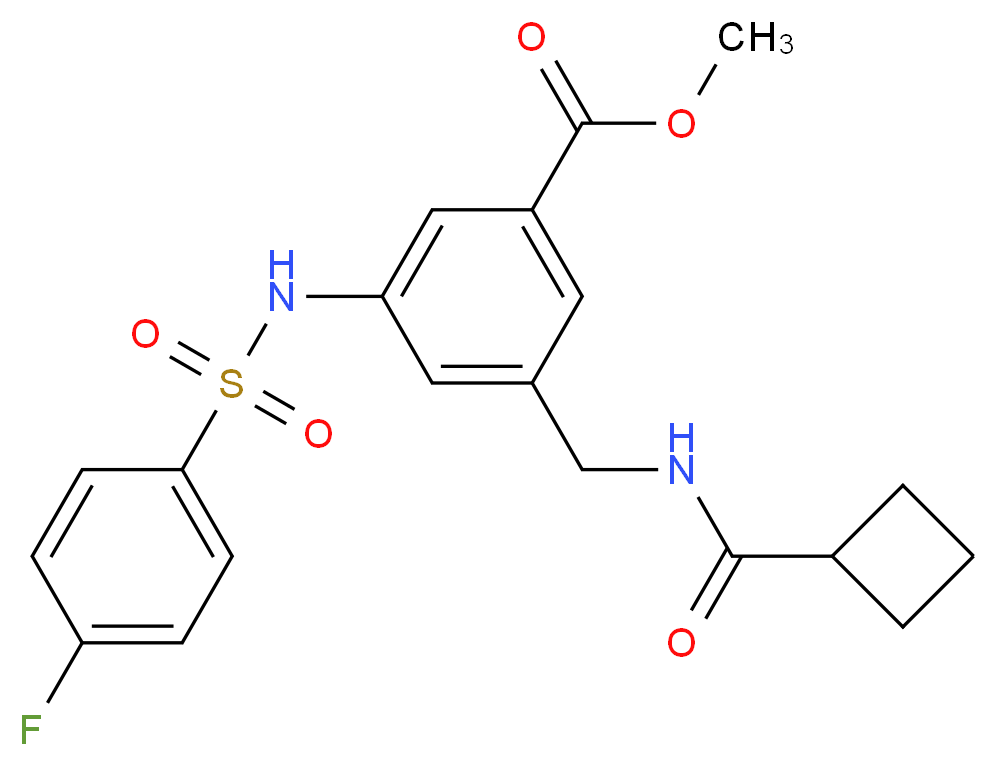 methyl 3-{[(cyclobutylcarbonyl)amino]methyl}-5-{[(4-fluorophenyl)sulfonyl]amino}benzoate_分子结构_CAS_)