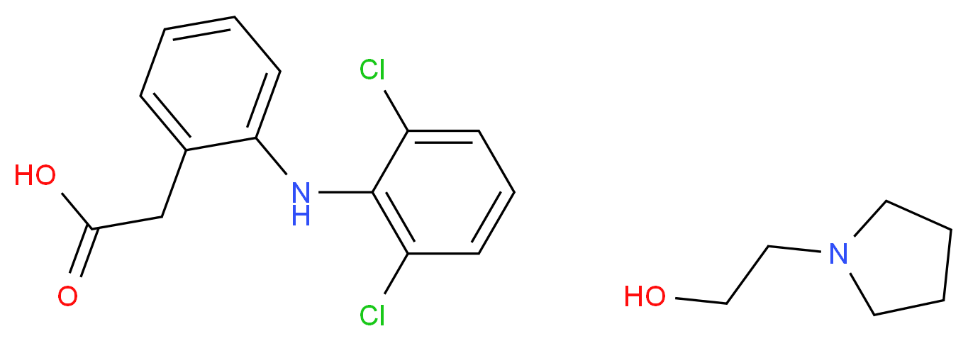 2-(pyrrolidin-1-yl)ethan-1-ol; 2-{2-[(2,6-dichlorophenyl)amino]phenyl}acetic acid_分子结构_CAS_15307-86-5