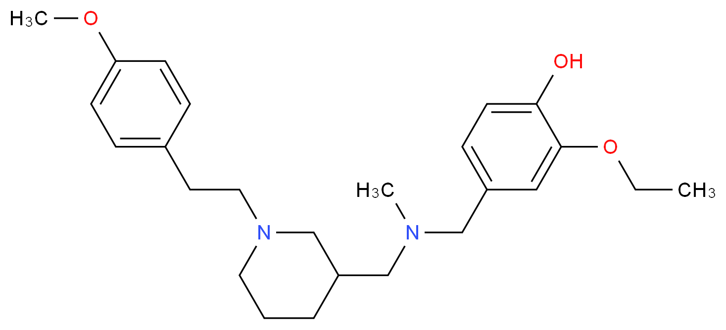 2-ethoxy-4-{[({1-[2-(4-methoxyphenyl)ethyl]-3-piperidinyl}methyl)(methyl)amino]methyl}phenol_分子结构_CAS_)