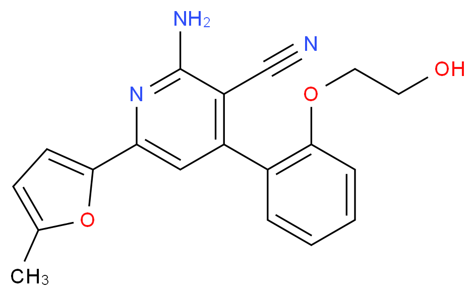 2-amino-4-[2-(2-hydroxyethoxy)phenyl]-6-(5-methyl-2-furyl)nicotinonitrile_分子结构_CAS_)