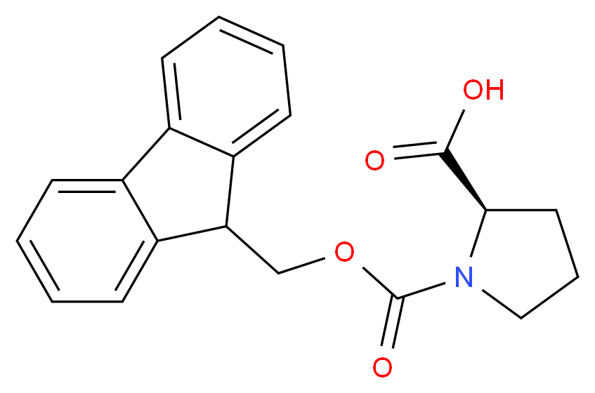 (2R)-1-[(9H-fluoren-9-ylmethoxy)carbonyl]pyrrolidine-2-carboxylic acid_分子结构_CAS_101555-62-8