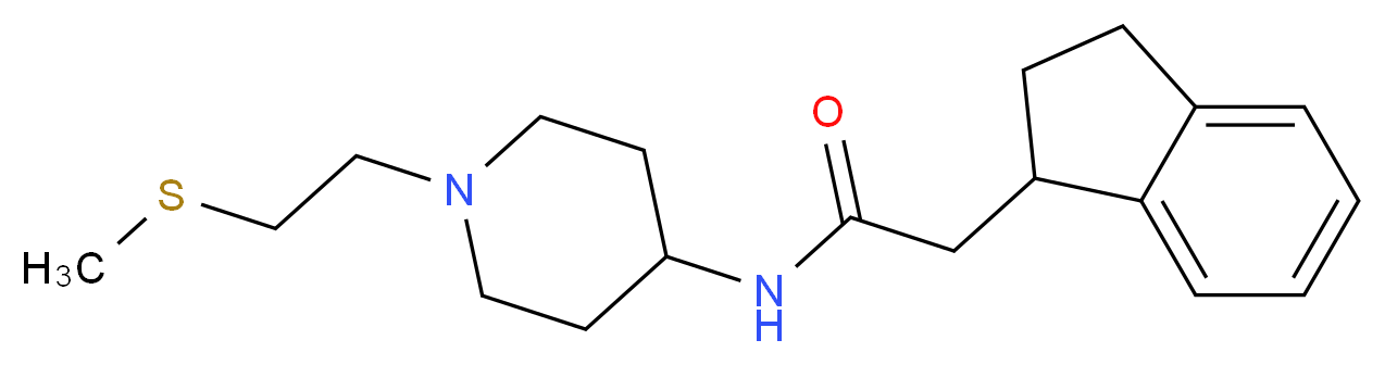 2-(2,3-dihydro-1H-inden-1-yl)-N-{1-[2-(methylthio)ethyl]piperidin-4-yl}acetamide_分子结构_CAS_)