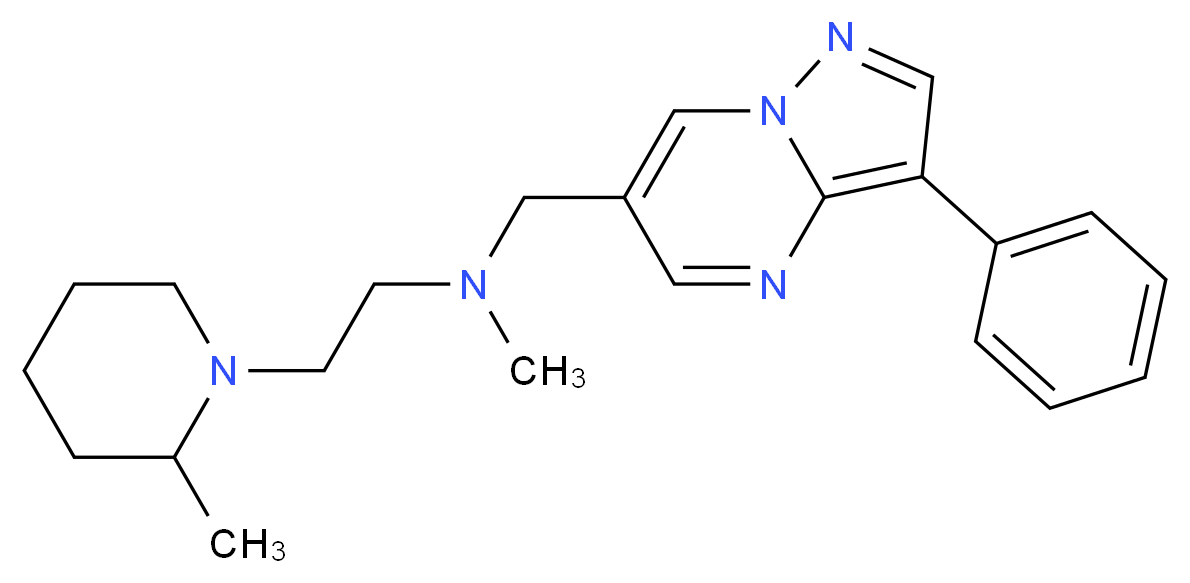 N-methyl-2-(2-methylpiperidin-1-yl)-N-[(3-phenylpyrazolo[1,5-a]pyrimidin-6-yl)methyl]ethanamine_分子结构_CAS_)