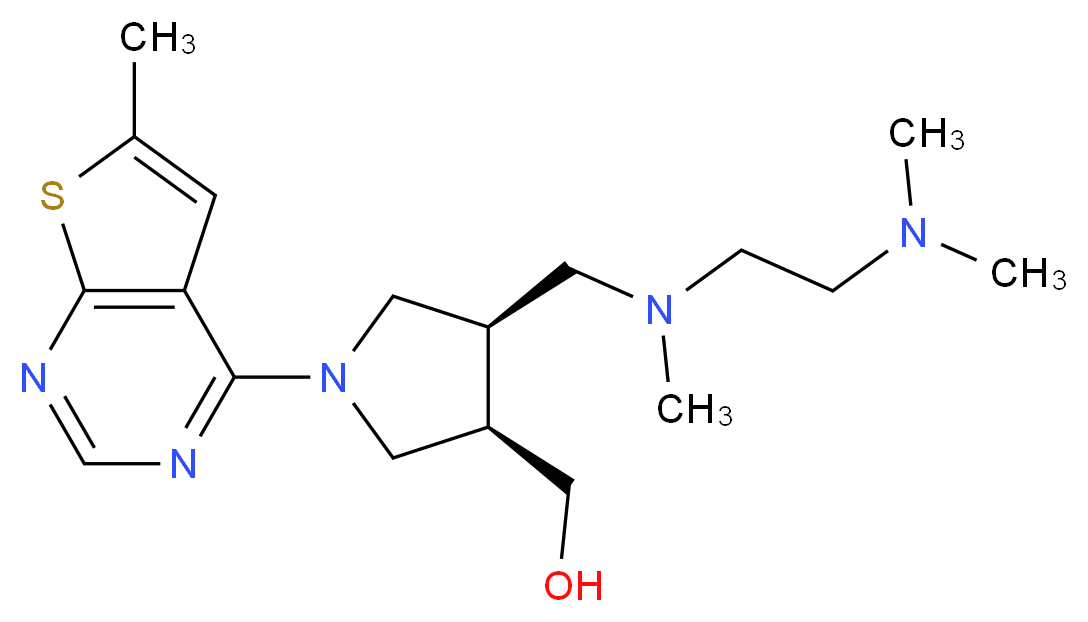[(3R*,4R*)-4-{[[2-(dimethylamino)ethyl](methyl)amino]methyl}-1-(6-methylthieno[2,3-d]pyrimidin-4-yl)pyrrolidin-3-yl]methanol_分子结构_CAS_)