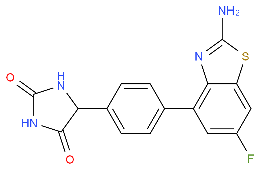 5-[4-(2-amino-6-fluoro-1,3-benzothiazol-4-yl)phenyl]imidazolidine-2,4-dione_分子结构_CAS_)