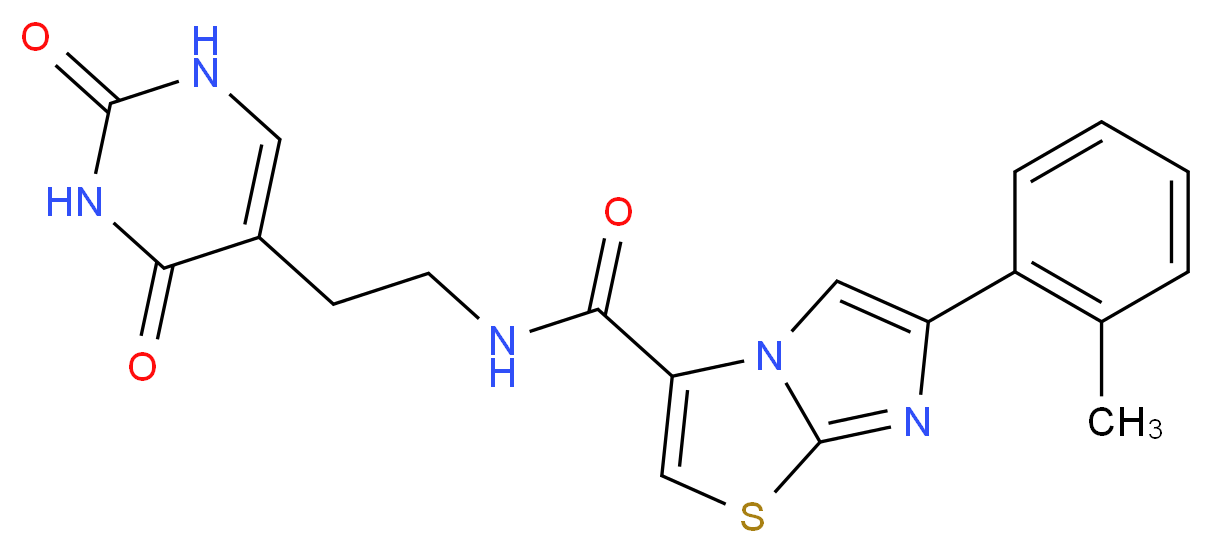 N-[2-(2,4-dioxo-1,2,3,4-tetrahydropyrimidin-5-yl)ethyl]-6-(2-methylphenyl)imidazo[2,1-b][1,3]thiazole-3-carboxamide_分子结构_CAS_)