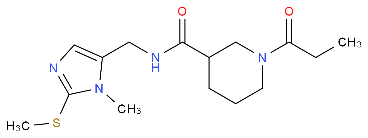 N-{[1-methyl-2-(methylthio)-1H-imidazol-5-yl]methyl}-1-propionyl-3-piperidinecarboxamide_分子结构_CAS_)