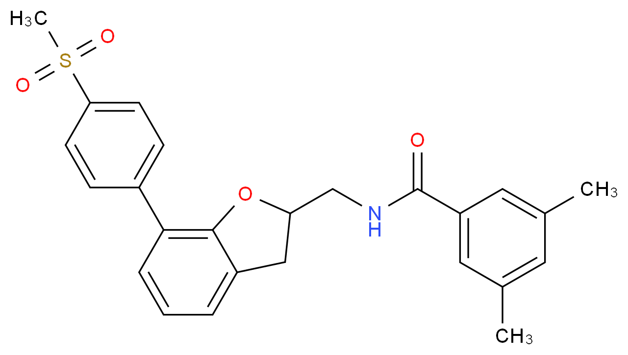 3,5-dimethyl-N-({7-[4-(methylsulfonyl)phenyl]-2,3-dihydro-1-benzofuran-2-yl}methyl)benzamide_分子结构_CAS_)