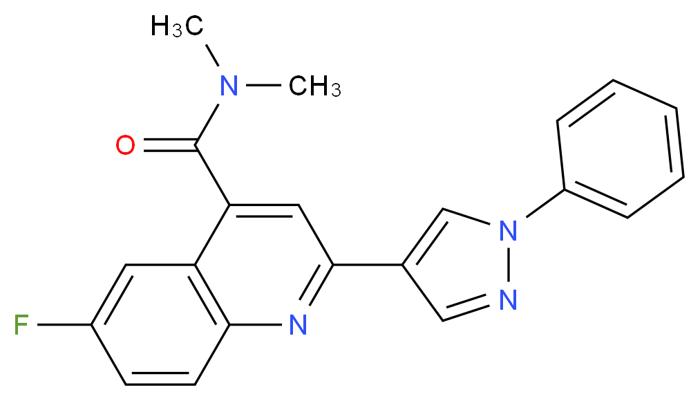 6-fluoro-N,N-dimethyl-2-(1-phenyl-1H-pyrazol-4-yl)quinoline-4-carboxamide_分子结构_CAS_)