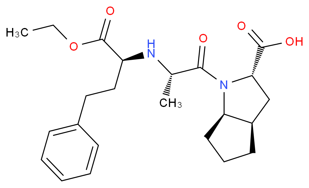 (2S,3aR,6aR)-1-[(2S)-2-{[(2S)-1-ethoxy-1-oxo-4-phenylbutan-2-yl]amino}propanoyl]-octahydrocyclopenta[b]pyrrole-2-carboxylic acid_分子结构_CAS_129939-63-5