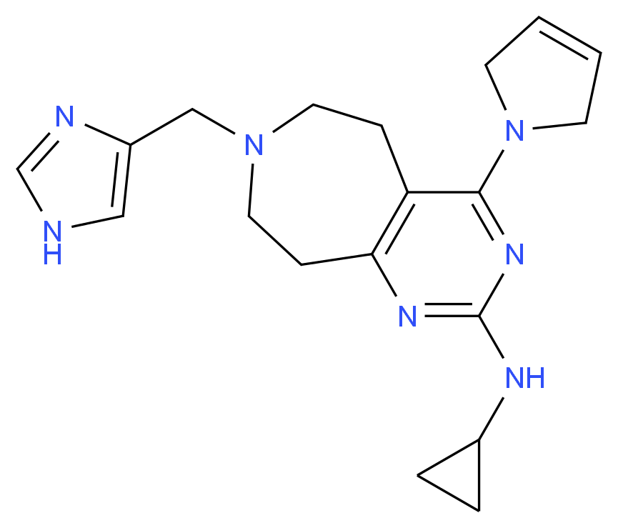 N-cyclopropyl-4-(2,5-dihydro-1H-pyrrol-1-yl)-7-(1H-imidazol-4-ylmethyl)-6,7,8,9-tetrahydro-5H-pyrimido[4,5-d]azepin-2-amine_分子结构_CAS_)