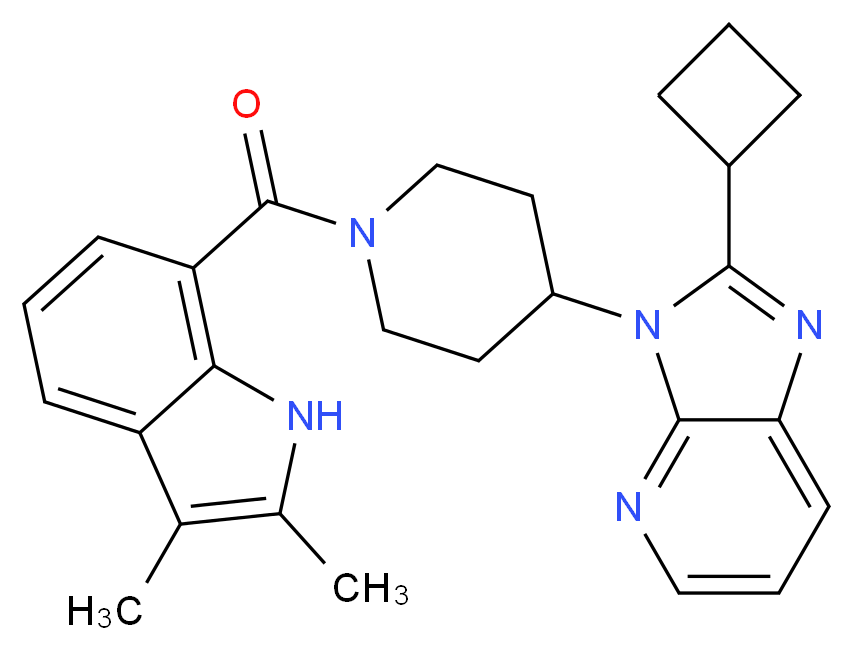2-cyclobutyl-3-{1-[(2,3-dimethyl-1H-indol-7-yl)carbonyl]-4-piperidinyl}-3H-imidazo[4,5-b]pyridine_分子结构_CAS_)