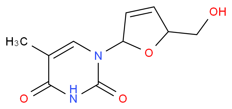 1-[5-(hydroxymethyl)-2,5-dihydrofuran-2-yl]-5-methyl-1,2,3,4-tetrahydropyrimidine-2,4-dione_分子结构_CAS_3056-17-5