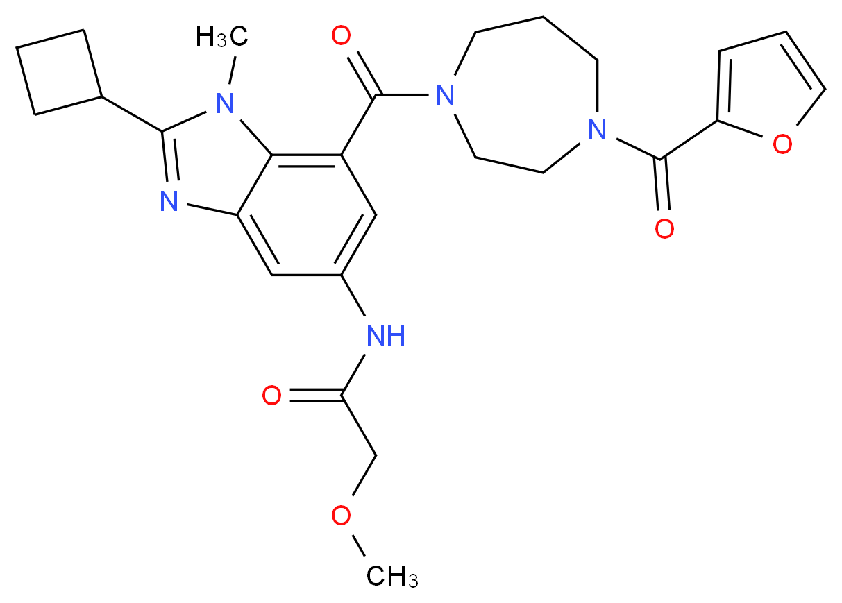N-(2-cyclobutyl-7-{[4-(2-furoyl)-1,4-diazepan-1-yl]carbonyl}-1-methyl-1H-benzimidazol-5-yl)-2-methoxyacetamide_分子结构_CAS_)