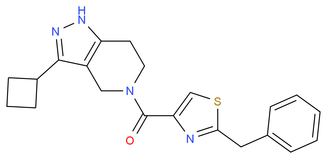 5-[(2-benzyl-1,3-thiazol-4-yl)carbonyl]-3-cyclobutyl-4,5,6,7-tetrahydro-1H-pyrazolo[4,3-c]pyridine_分子结构_CAS_)