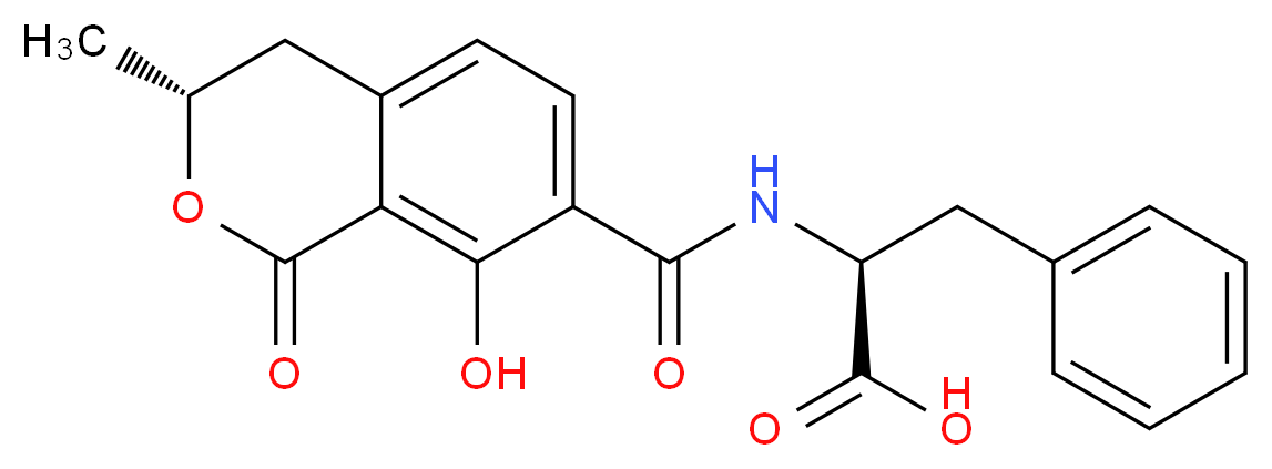 (2S)-2-{[(3R)-8-hydroxy-3-methyl-1-oxo-3,4-dihydro-1H-2-benzopyran-7-yl]formamido}-3-phenylpropanoic acid_分子结构_CAS_4825-86-9