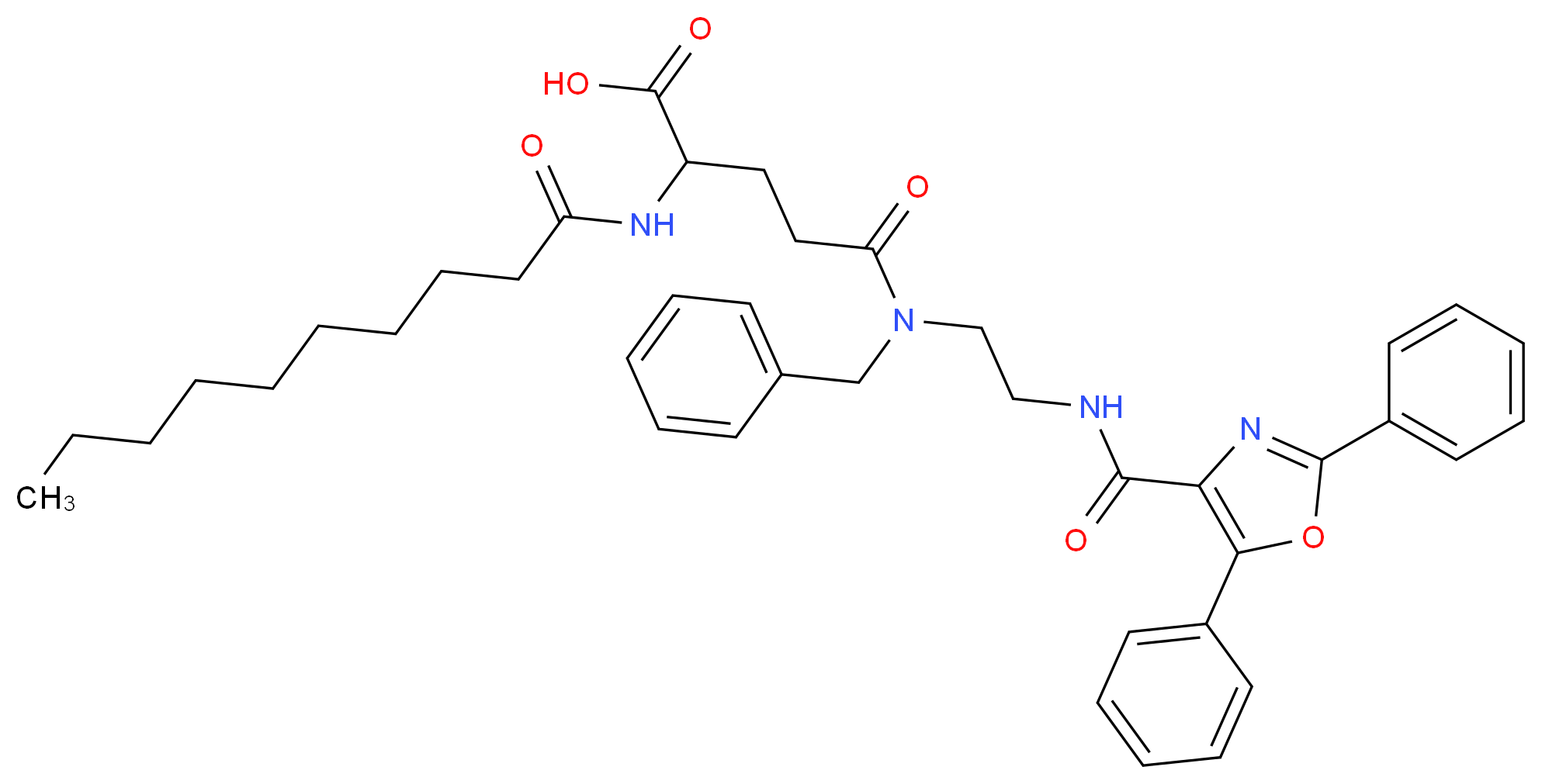 4-[benzyl({2-[(diphenyl-1,3-oxazol-4-yl)formamido]ethyl})carbamoyl]-2-decanamidobutanoic acid_分子结构_CAS_219905-91-6