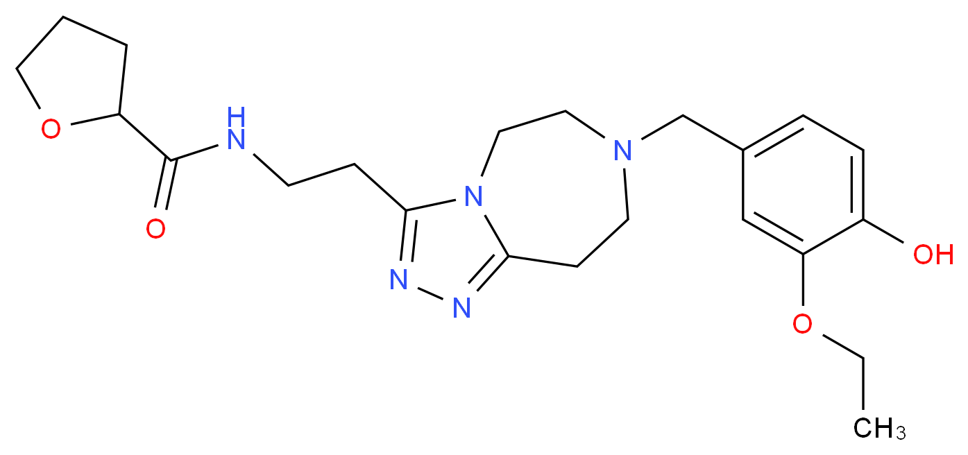 N-{2-[7-(3-ethoxy-4-hydroxybenzyl)-6,7,8,9-tetrahydro-5H-[1,2,4]triazolo[4,3-d][1,4]diazepin-3-yl]ethyl}tetrahydro-2-furancarboxamide_分子结构_CAS_)