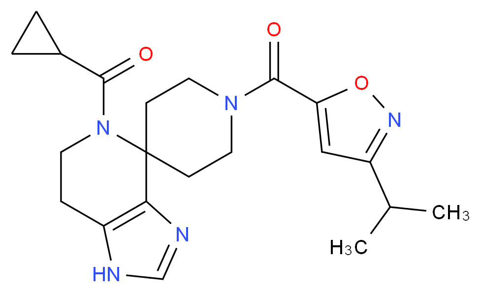 5-(cyclopropylcarbonyl)-1'-[(3-isopropylisoxazol-5-yl)carbonyl]-1,5,6,7-tetrahydrospiro[imidazo[4,5-c]pyridine-4,4'-piperidine]_分子结构_CAS_)