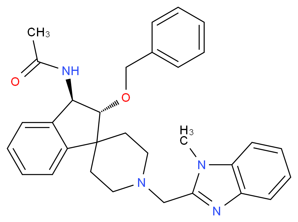 N-{(2R*,3R*)-2-(benzyloxy)-1'-[(1-methyl-1H-benzimidazol-2-yl)methyl]-2,3-dihydrospiro[indene-1,4'-piperidin]-3-yl}acetamide_分子结构_CAS_)