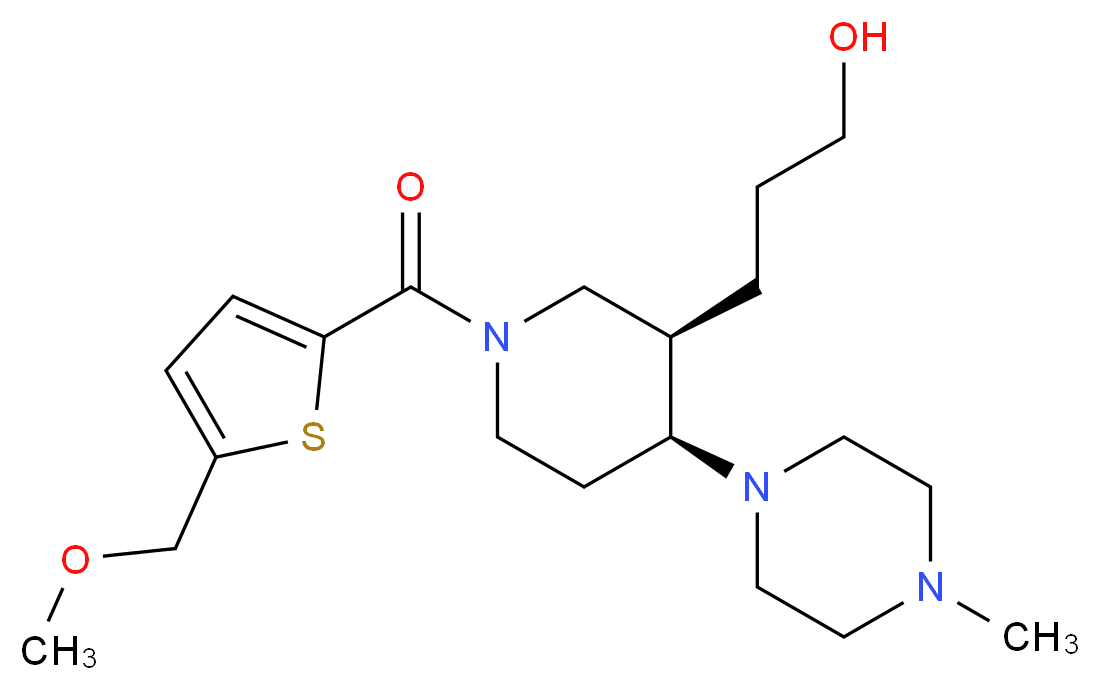 3-[(3R*,4S*)-1-{[5-(methoxymethyl)-2-thienyl]carbonyl}-4-(4-methylpiperazin-1-yl)piperidin-3-yl]propan-1-ol_分子结构_CAS_)